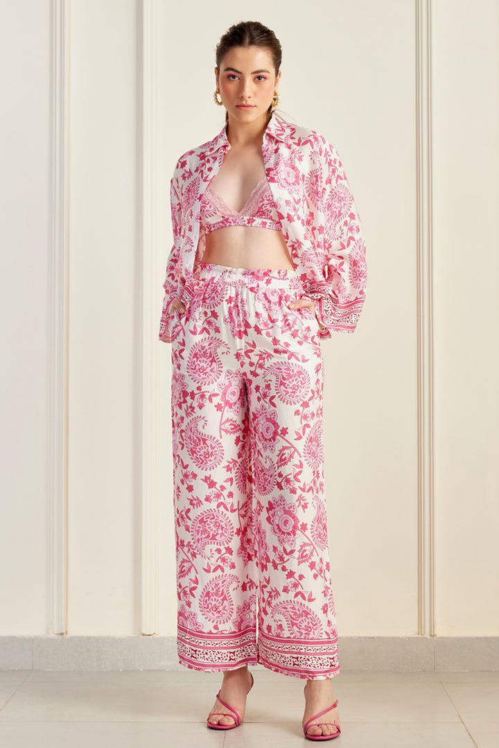 Pink Paisley 3 Piece Silk Co-Ord Set
