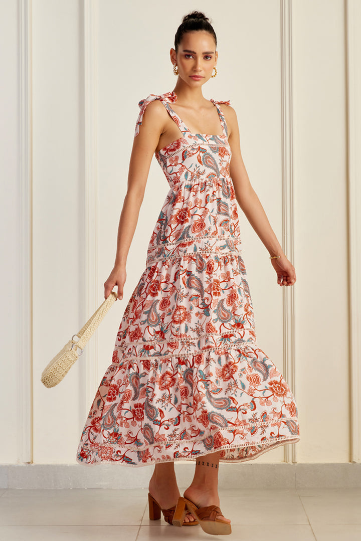 Portofino Tiered Organic Cotton Maxi Dress
