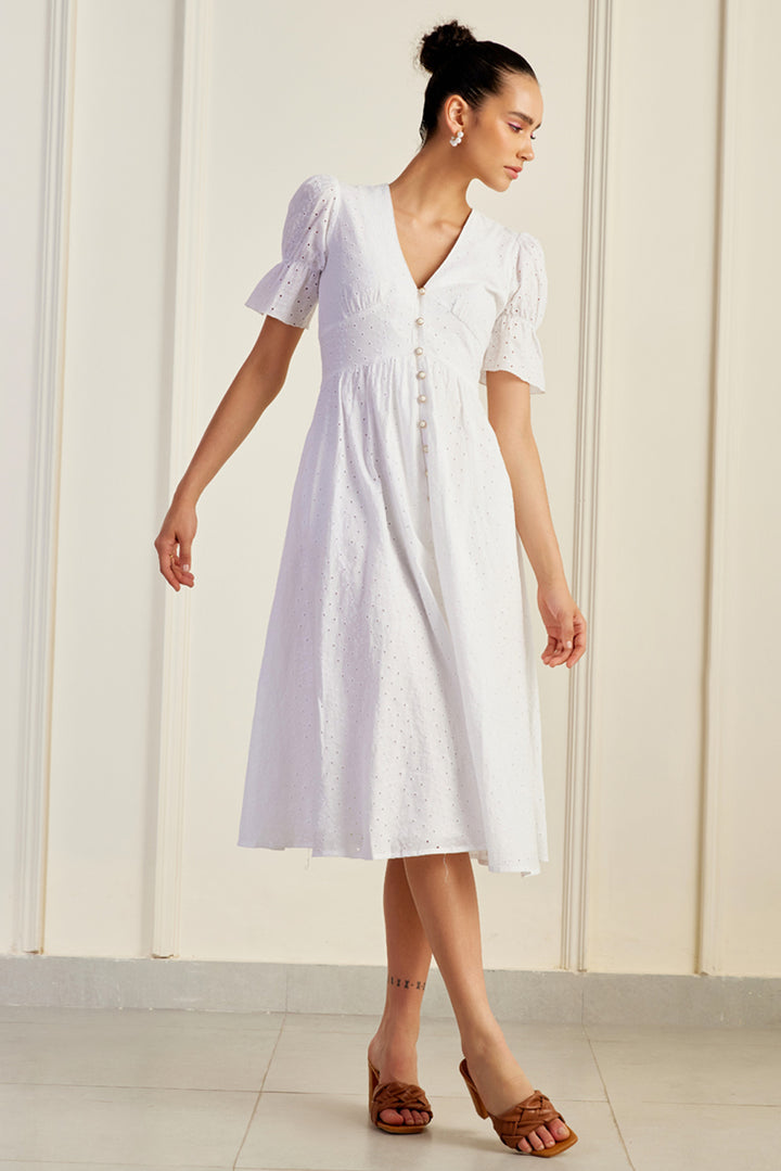 Jaipur Cinched Sleeve Shirt Dress White
