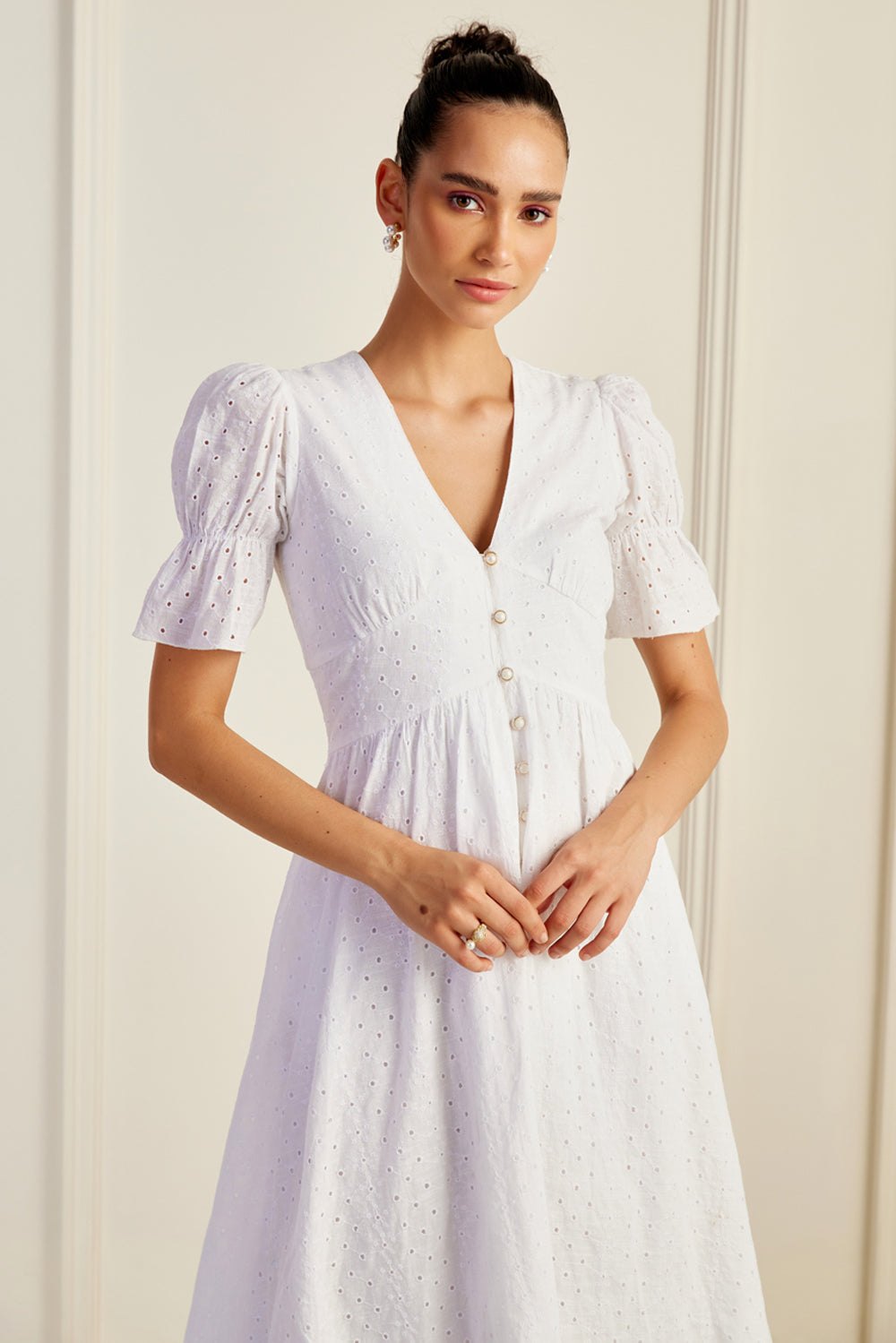 Jaipur Cinched Sleeve Shirt Dress White