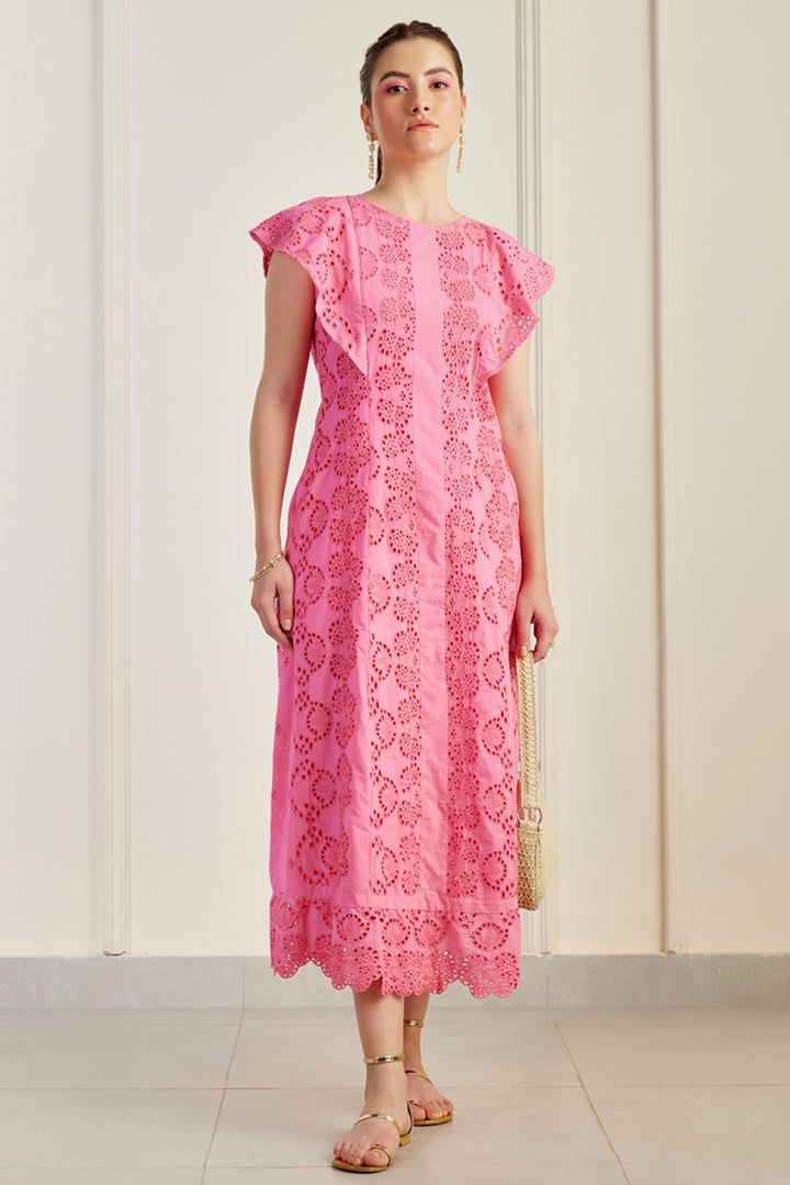 Udaipur Pink Broderie Anglaise Dress
