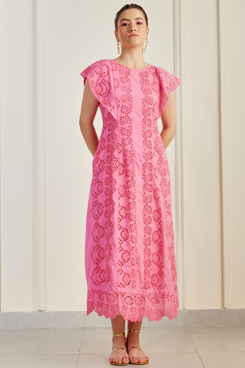 Udaipur Pink Broderie Anglaise Dress