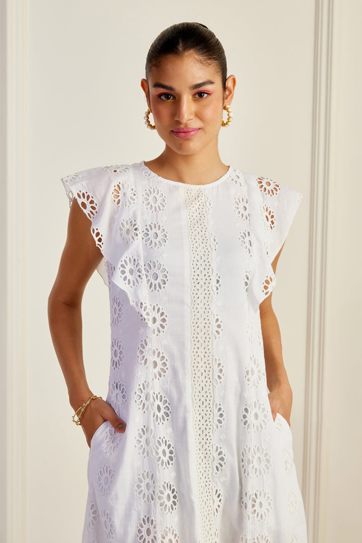 Udaipur White Broderie Anglaise Dress