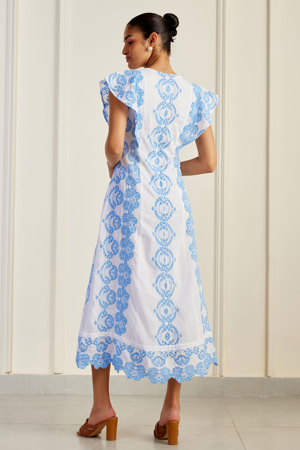 Udaipur Bleu Broderie Anglaise Dress