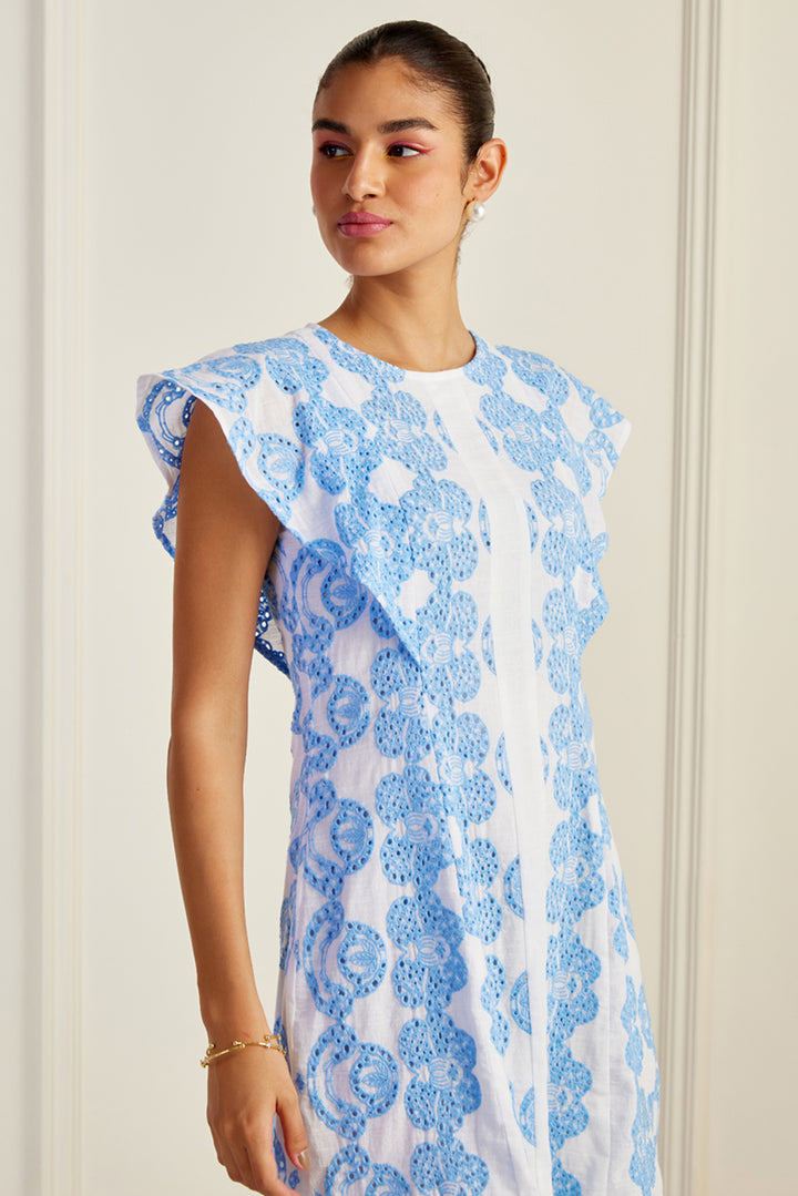 Udaipur Bleu Broderie Anglaise Dress