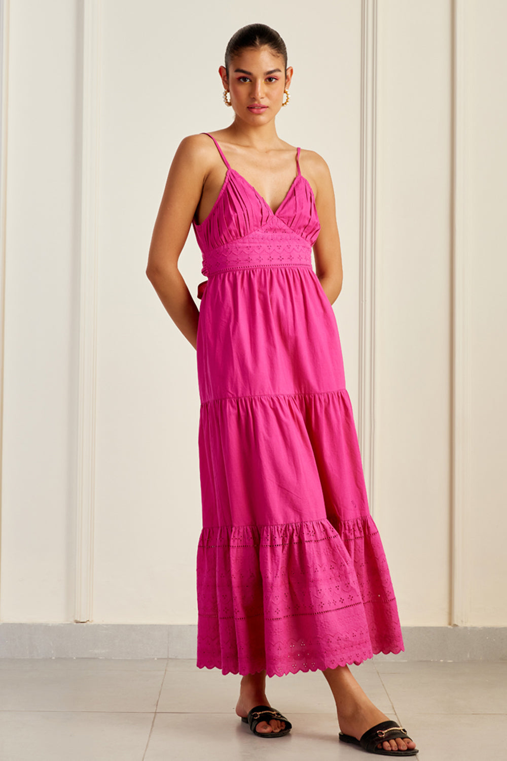 Mallorca Fuchsia Tiered Maxi Dress – SILKROSE