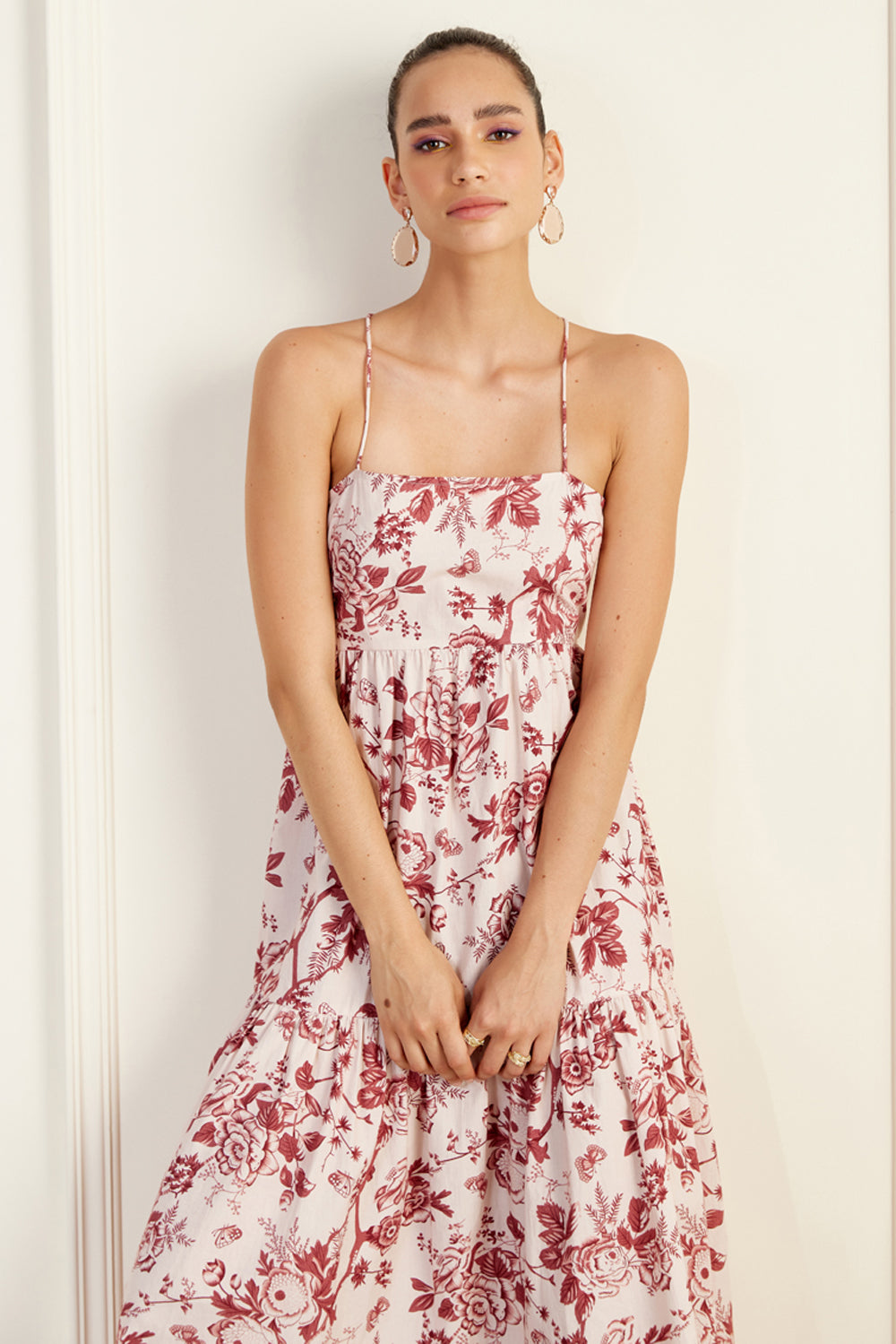 Rose Tiered Dress With Detachable Sleeves