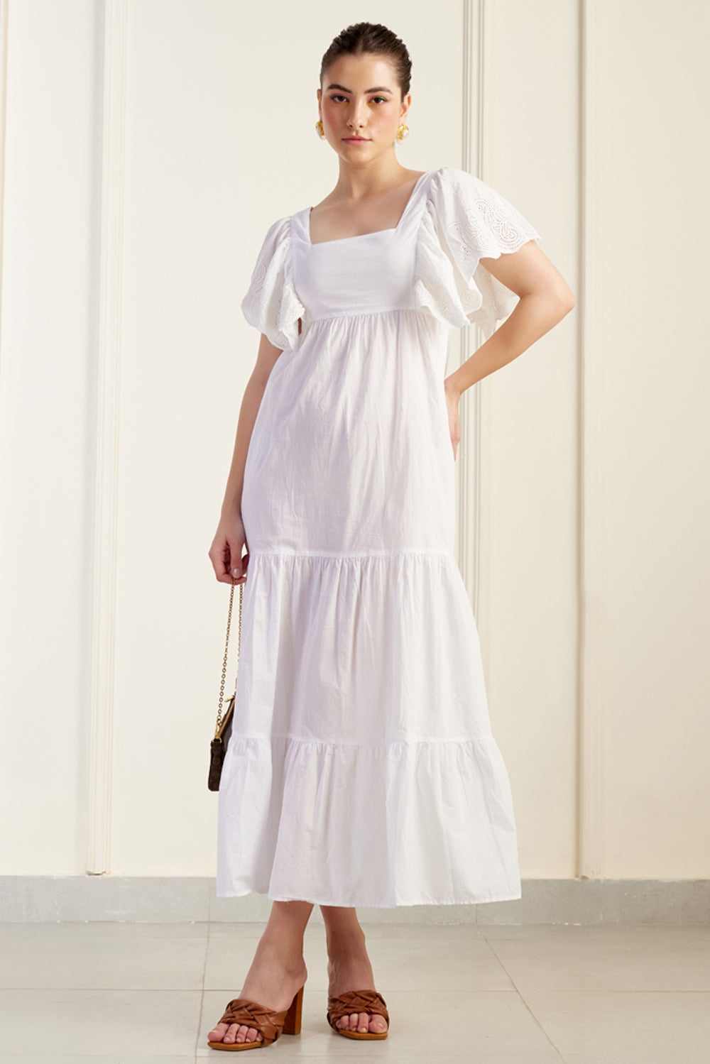 off shoulder shirred maxi dress Provence White On/Off Shoulder Shirred Dress – SILKROSE