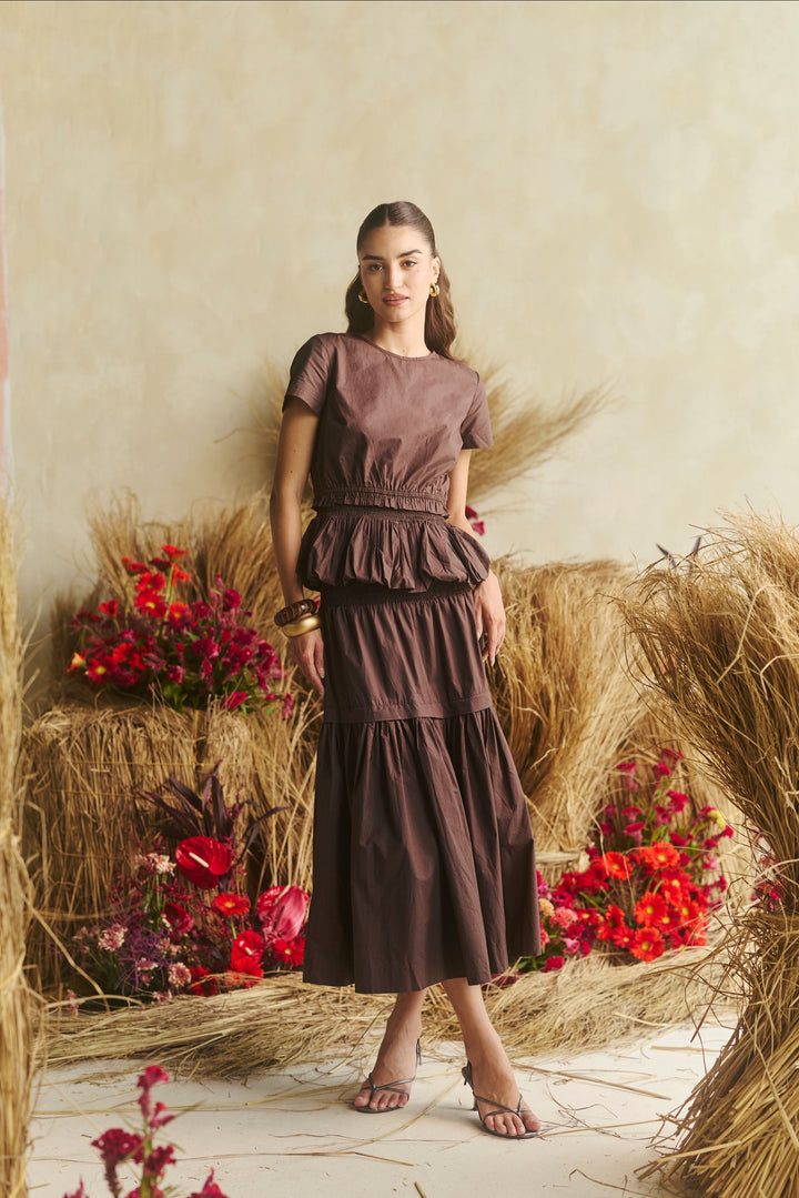 Tiered Shirred Midi Co-ord Skirt Set