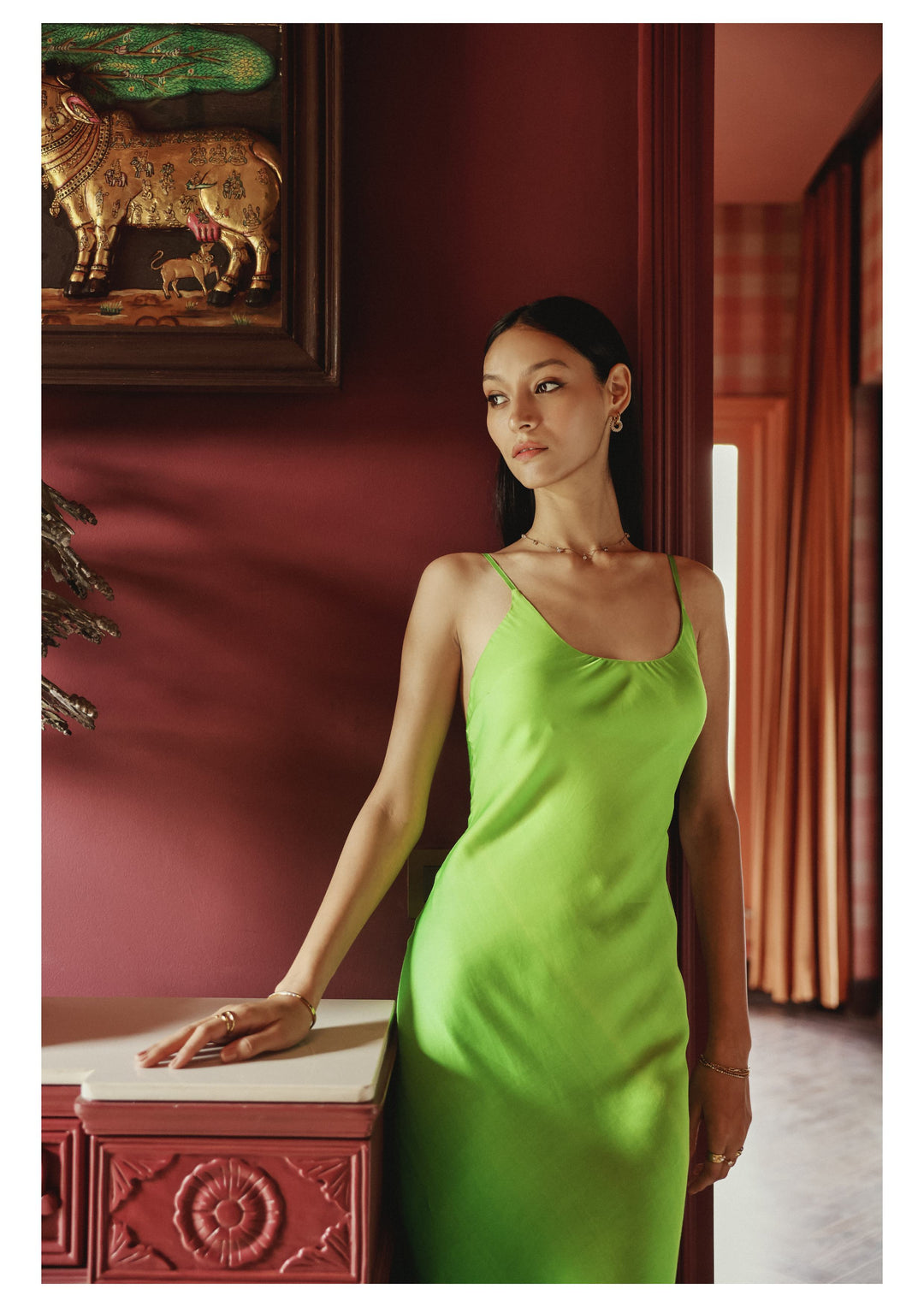 ombre satin slip dress Franceska Taupe Ombre Satin Midi Dress