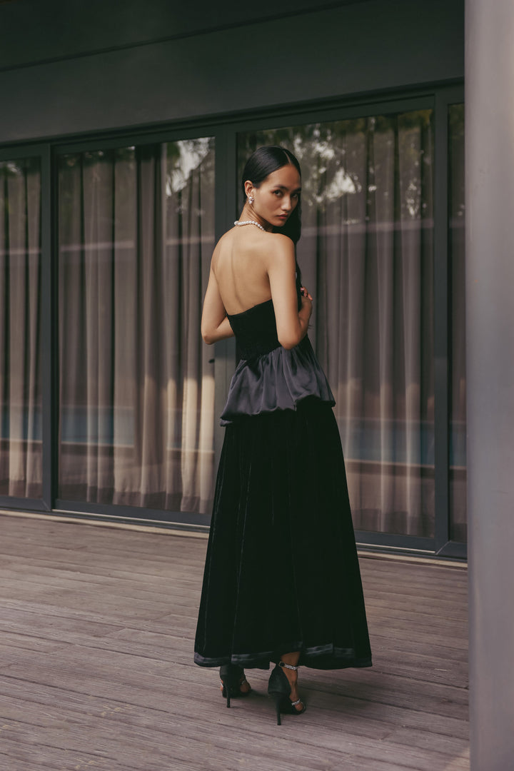 Midnight Pearl Peplum Gown