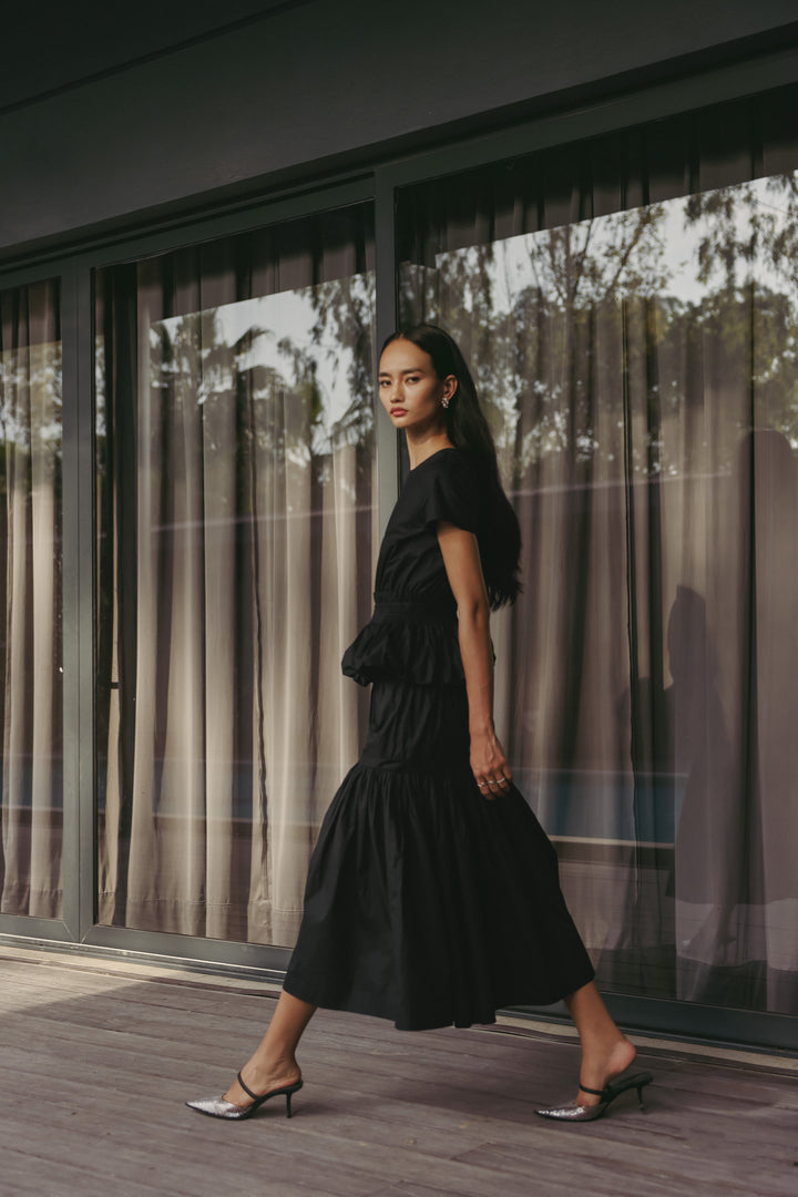 Tiered Shirred Midi Co-ord Skirt Set