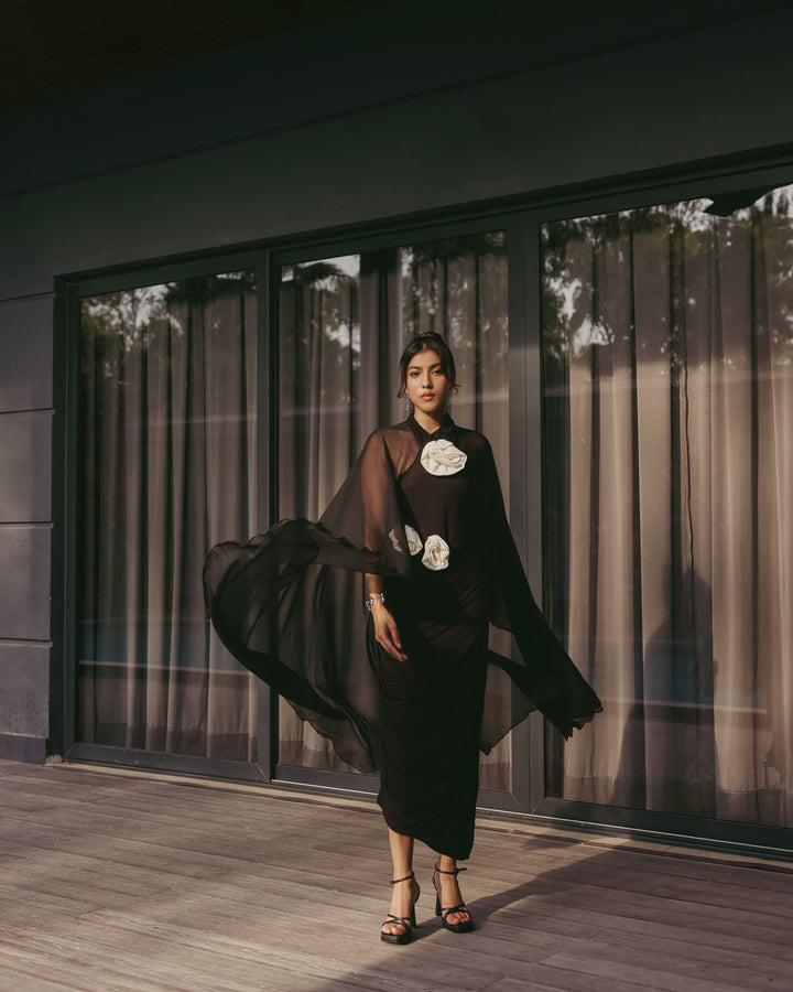 Obsidian Rose Midi Dress