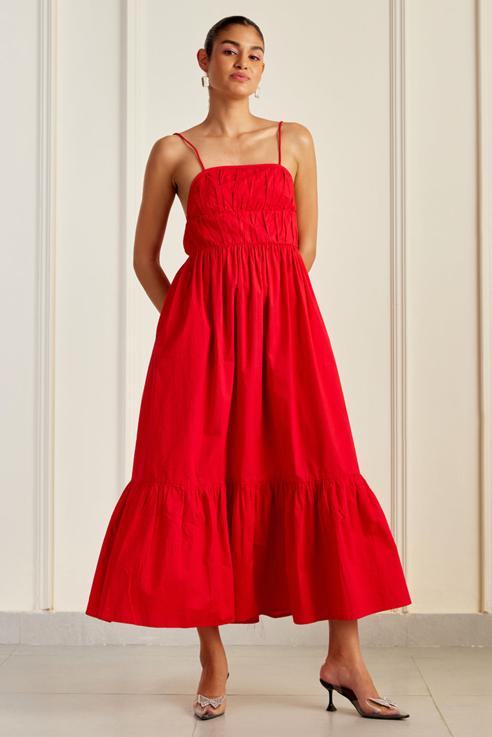 Cherry Red Cami Tiered Dress