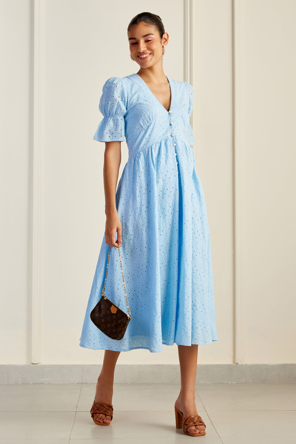 Jaipur Cinched Sleeve Shirt Dress Airy Blue