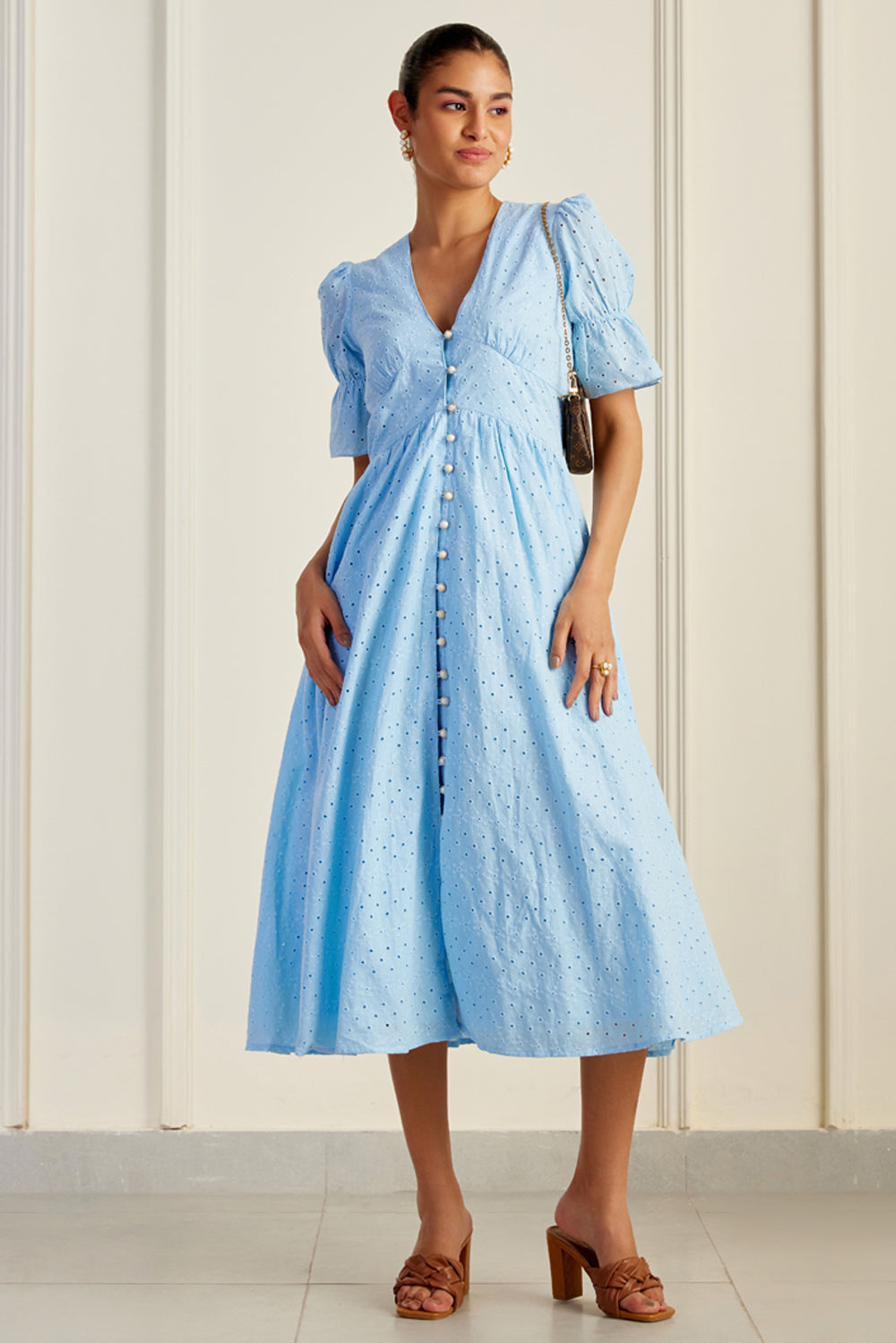 Jaipur Cinched Sleeve Shirt Dress Airy Blue