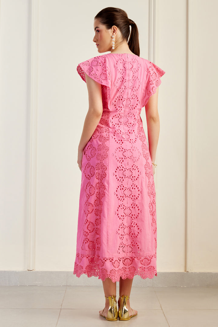 Udaipur Pink Broderie Anglaise Dress