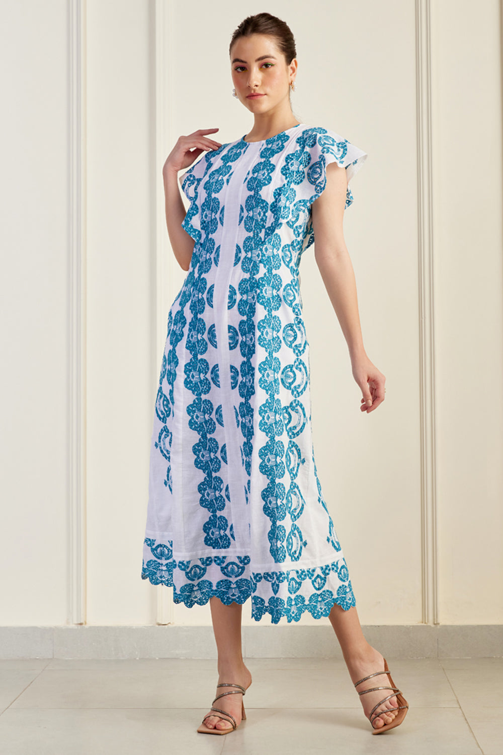 Udaipur Teal Broderie Anglaise Dress