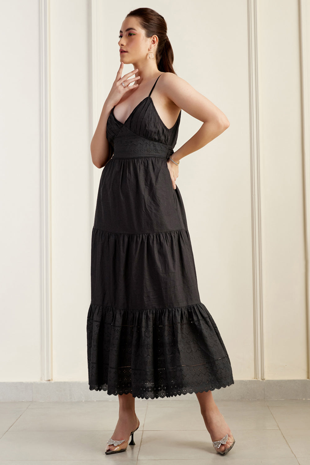 Mallorca Black Tiered Maxi Dress SILKROSE Mallorca Black Tiered Maxi Dress SILKROSE