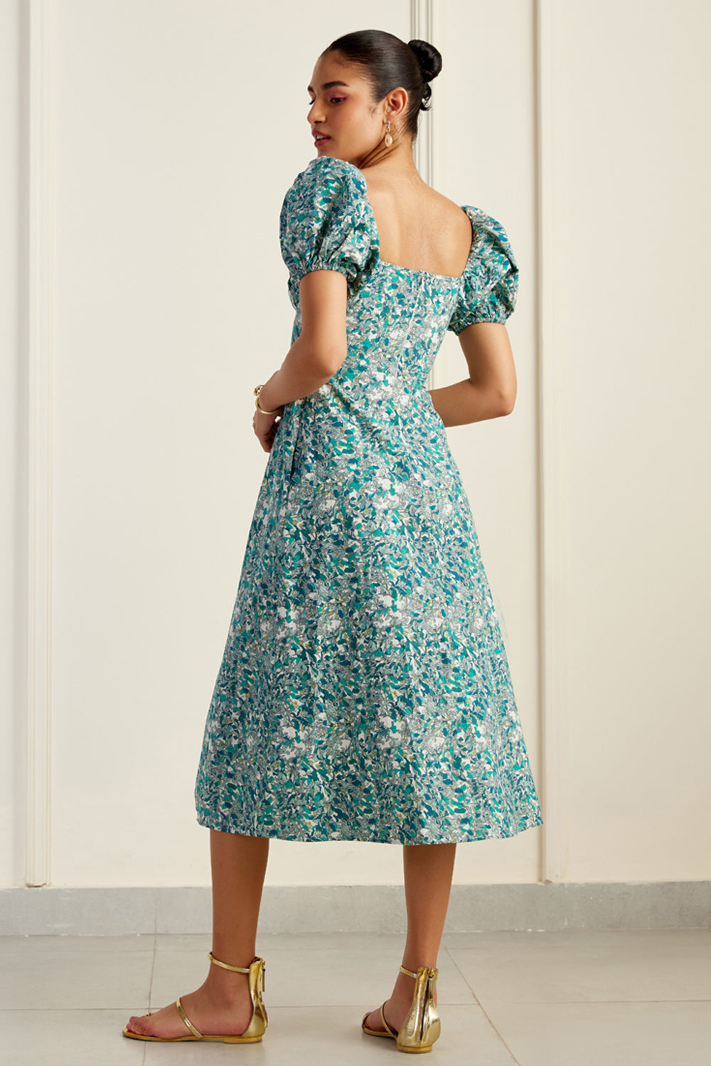 Green Bardot Sleeve Midi Slit Dress – SILKROSE